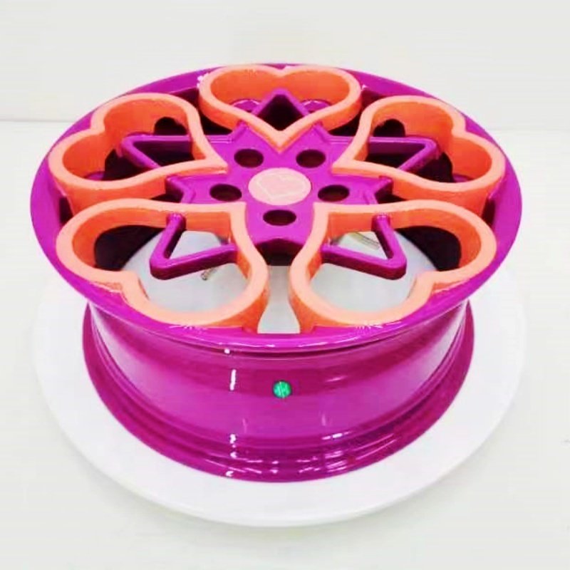 Custom pink heart design forged rim for luxury and show cars by XE Auto